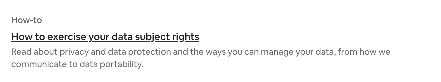 Data subject request mechanism as seen on Airbnb’s website