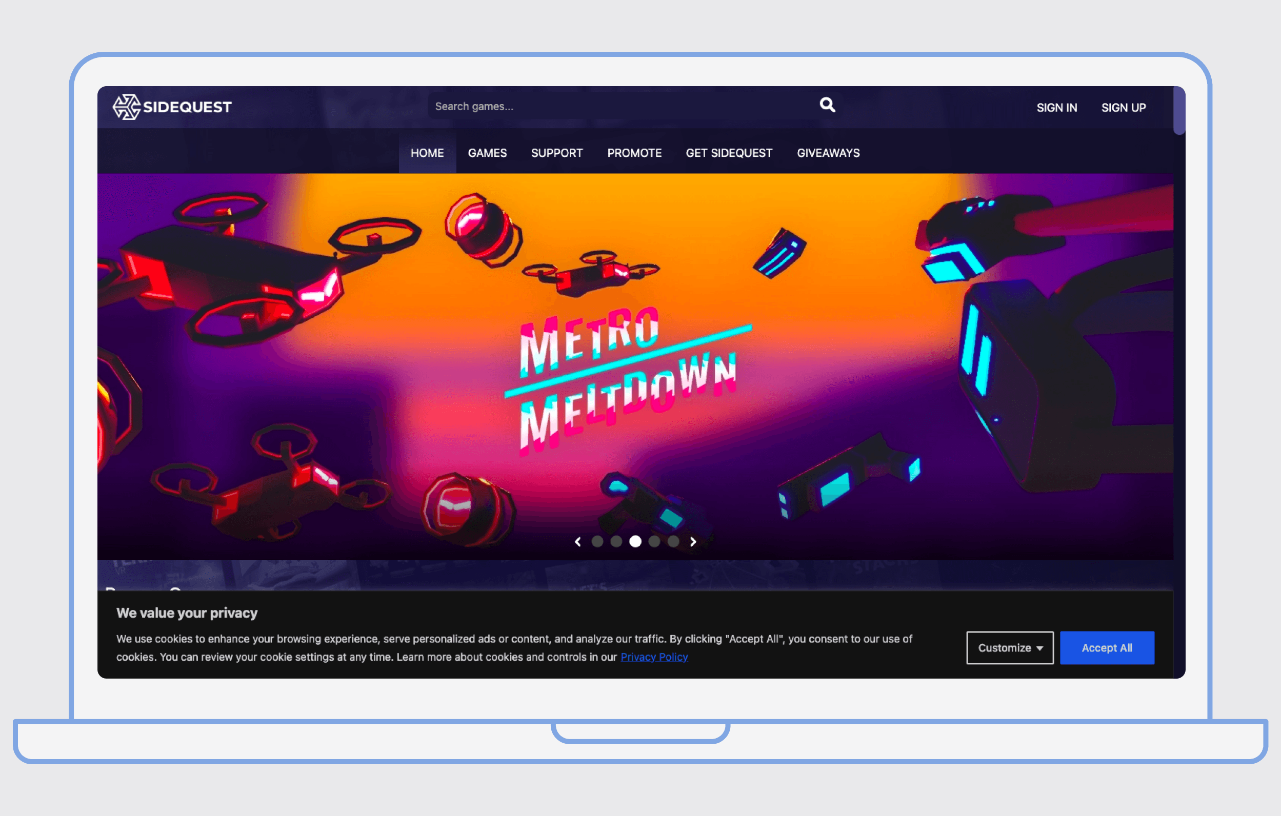 Cookie popup in desktop view