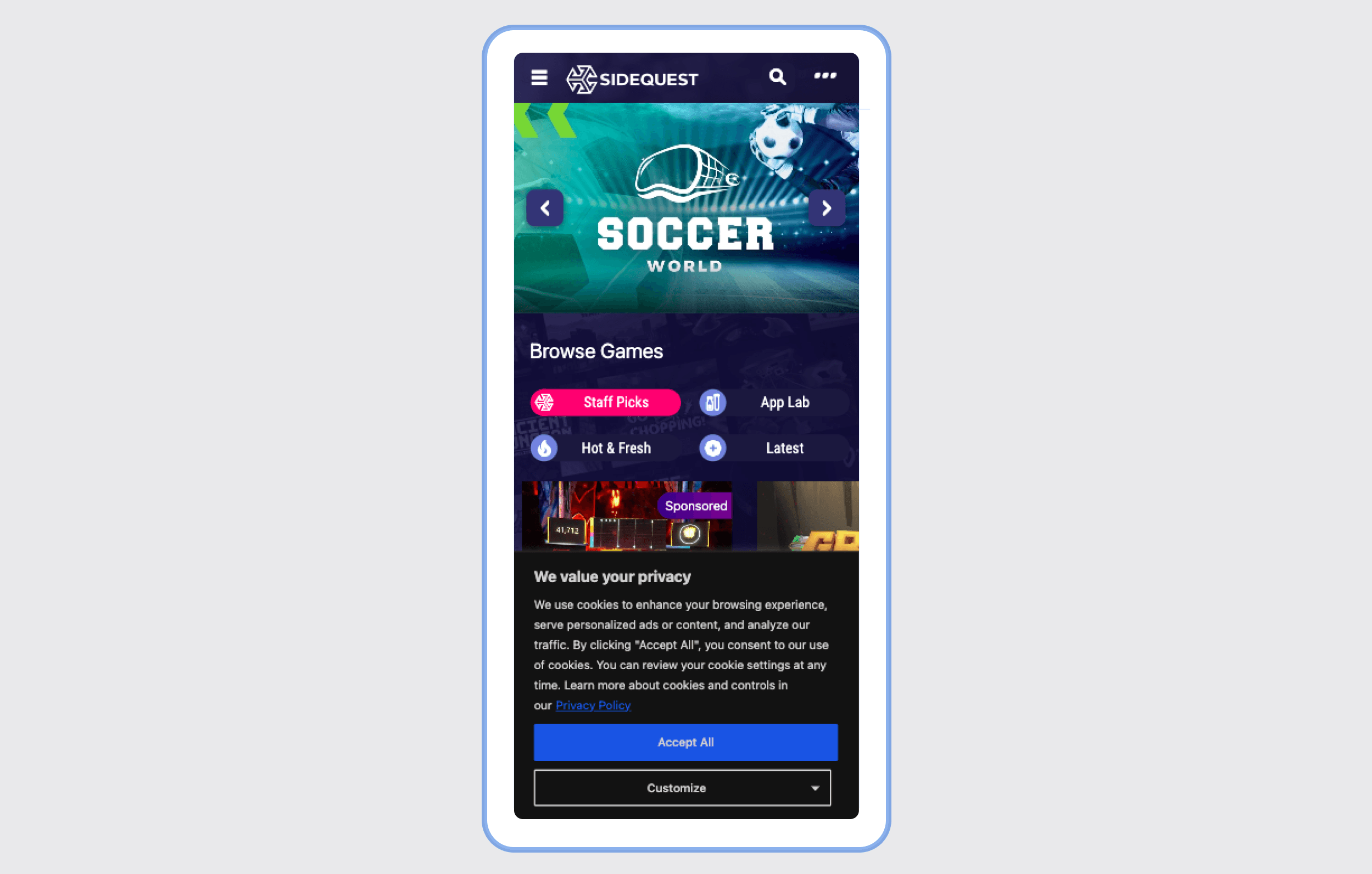 Cookie popup in mobile view
