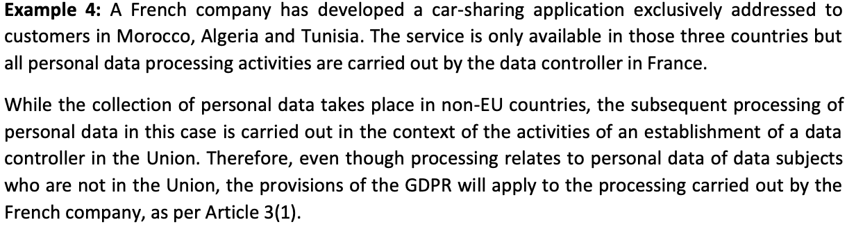 example for GDPR application