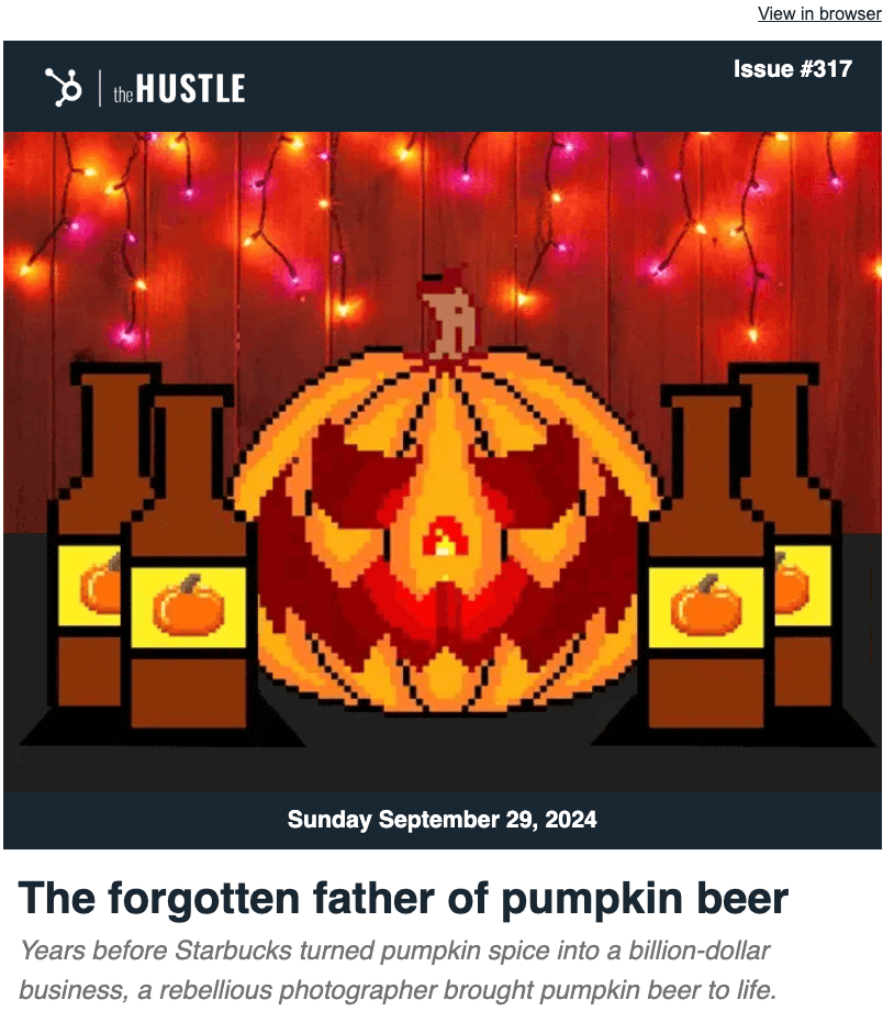 Link to one of Hustle’s updated blogs in their email