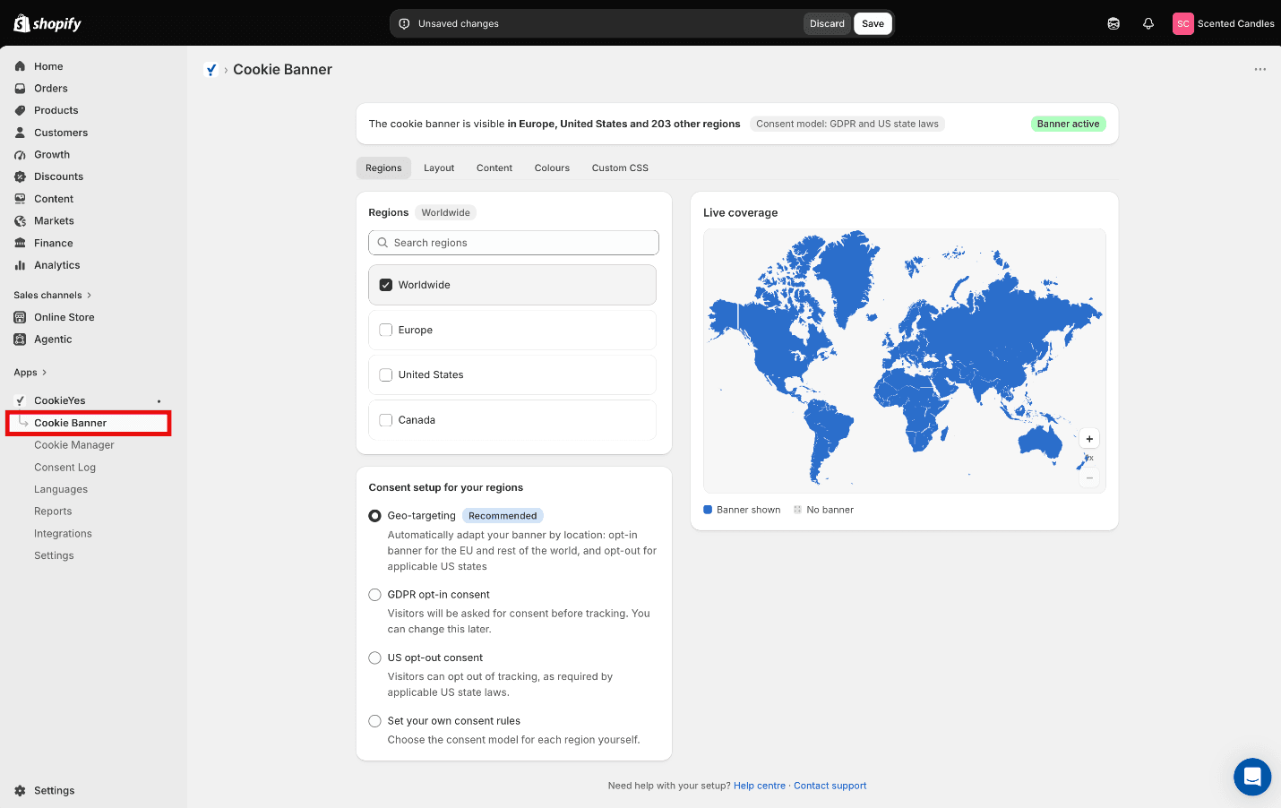 regions shopify tabs