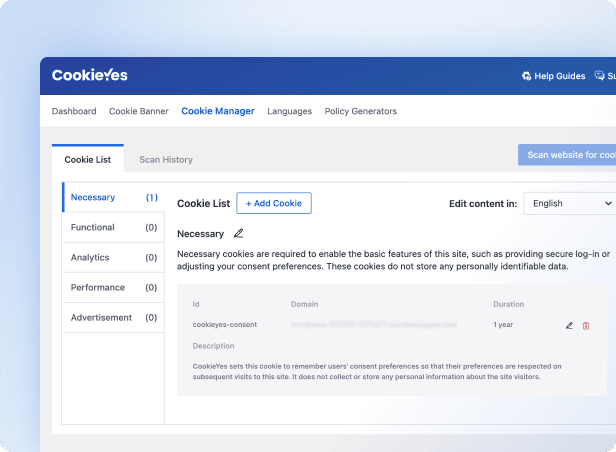 Granular cookie control visual