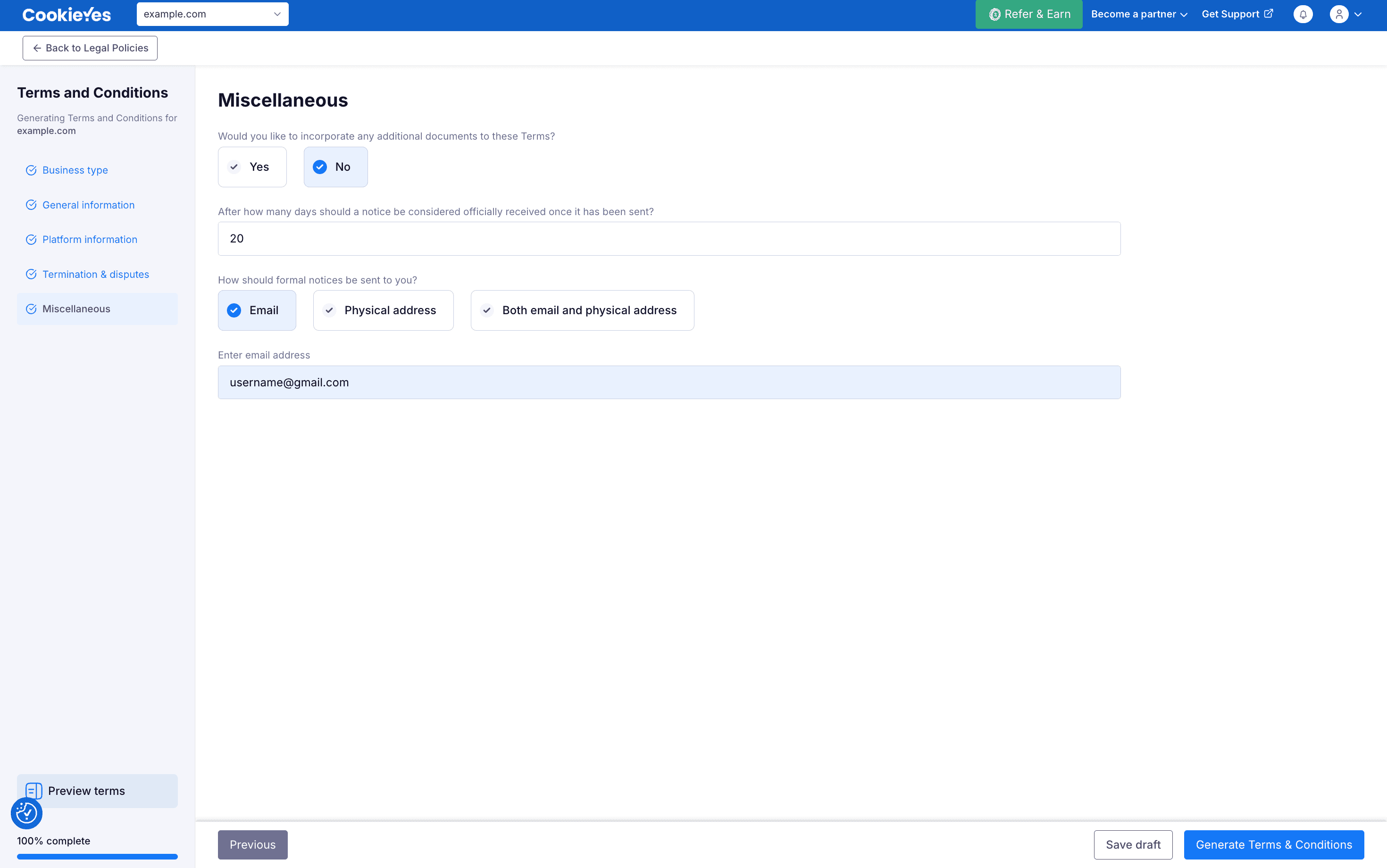 miscellaneous tnc terms and conditions