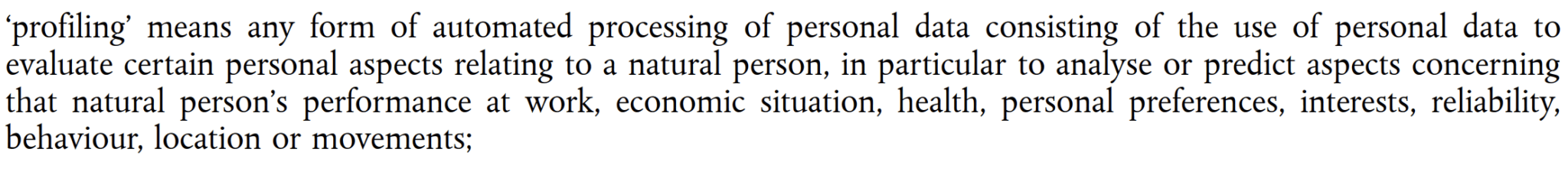 profiling definition Article 4(4) of GDPR